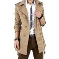 Herren Wintermantel Peacoat Trenchcoat Kurzermantel Regenmantel Mantel Geschäft Casual Winter Herbst Baumwolle Oberbekleidung Bekleidung Einfarbig überdimensional Hemdkragen