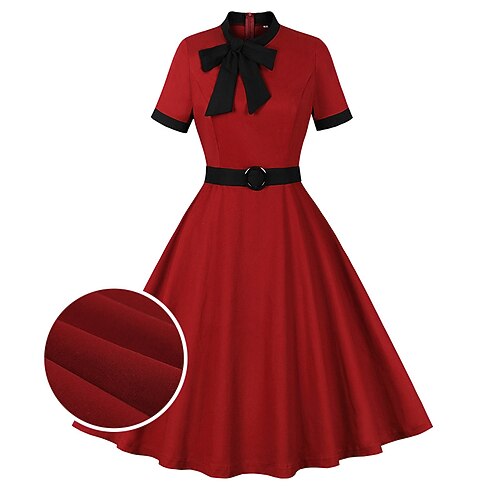 Retro Vintage 1950er Vintage-Kleid Cocktailkleid Swing-Kleid Ausgestelltes Kleid Kostüm Damen Maskerade Party / Abend Junggesellinnenabschiedsparty Erwachsene Kleid Abschlussballkleider Image
