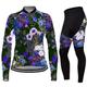 21Grams Damen Radtrikot mit Radhose lang fahrradbekleidung set Langarm MTB Mountain Rennrad Schwarz Grün Purpur Graphic Blumen Pflanzen Fahhrad warm halten 3D-Pad Atmungsaktiv Rasche Trocknung Tasche