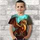 kinderkleidung Jungen T-Shirt Tee Graphic Tier Drache Kurzarm Rundhalsausschnitt Kinder oben Outdoor 3D-Druck Sport Modisch Täglich Sommer Schwarz 2-13 Jahre