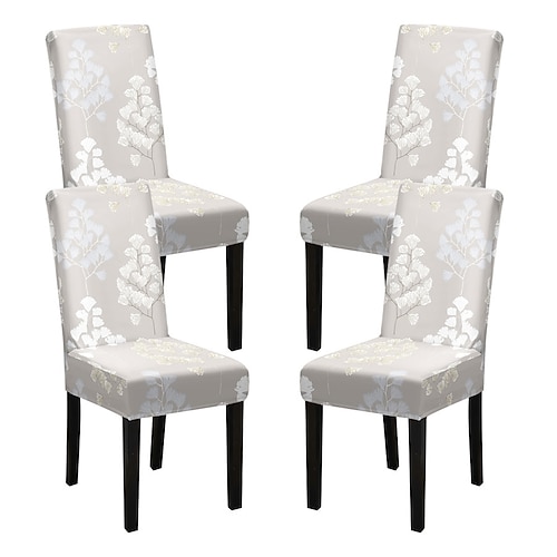 Stretch-Spandex-Esszimmerstuhlbezug Stuhlhussen, 4-teiliges Set, Blumenmuster, Stretch-Stuhlschutzbezug, Sitzbezug mit Gummiband für Esszimmer, Hochzeit, Zeremonie, Bankett, Heimdekoration Image