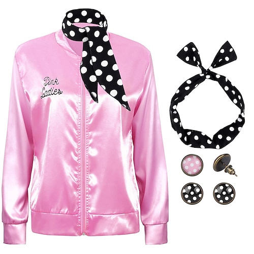 Retro Vintage 1950er Grease-Outfits Cosplay Kostüm Outfits Cosplay Kostüm Damen Maskerade Party / Abend Junggesellinnenabschiedsparty Erwachsene Oberteil Kopfbedeckung Frühling Sommer Image