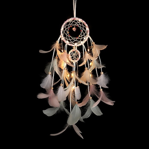 traumfänger led feder licht kreative fee lampe wandbehang urlaub dekorationen schlafzimmer familie hochzeit geburtstagsfeier segen geschenk Image