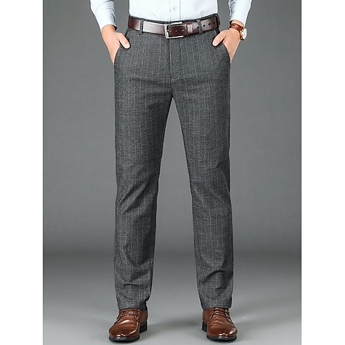 Herren Anzughosen Hose Hosen Anzughose Tasche Gerade geschnitten Streifen B¨¹ro Geschäft Casual Modisch Basic Schwarz Grau Image