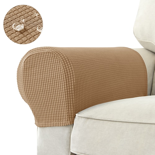 Stretch-Armlehnenbezüge aus Spandex, wasserdichte Armlehnenbezüge für Stühle, burgunderrot, Couch-, Sofa-, Sesselbezüge für Liegesofas, 2er-Set Image