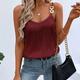 Damen Tank Top Spaghetti-Shirt Öse oben Waffel Glatt Funkelnd Party Casual Pailletten Schwarz Ärmellos Party Metallisch V Ausschnitt Sommer