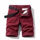 Herren Cargo Shorts Kurze Hosen Chino Bermuda Shorts Bermudas Arbeitsshorts Tasche Glatt Komfort Atmungsaktiv Knielänge Outdoor Casual Täglich Baumwollmischung Modisch Strassenmode Schwarz Wein