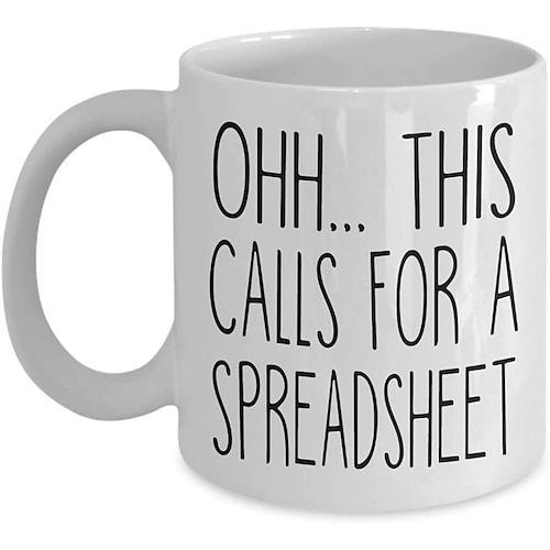 Excel-Kaffeetasse, lustige Geschenke für Frauen und Männer, Freak in the Sheets-Tasse, Geschenke für Chef, CPA, Freund, Kollegen, Buchhalter, weiße Keramik-Bürotasse, 300 ml Image
