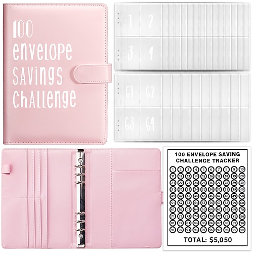 100-Umschläge-Herausforderungsbinder-Geldbinder mit Umschlägen-Spar-Herausforderungsbinder-Geldsparumschlag für das Schul-Heimbüro Image