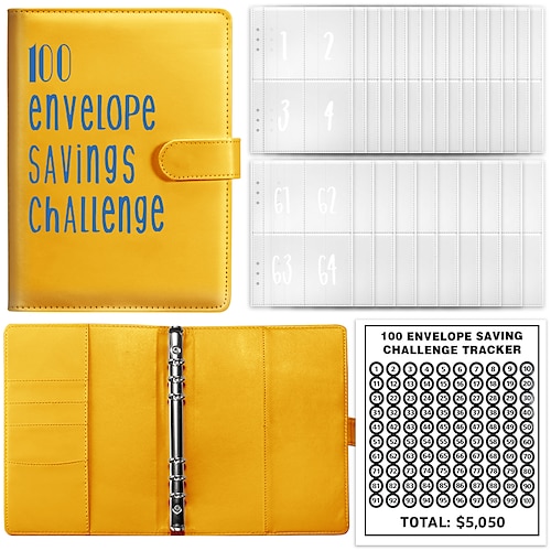 100-Umschläge-Herausforderungsbinder-Geldbinder mit Umschlägen-Spar-Herausforderungsbinder-Geldsparumschlag für das Schul-Heimbüro Image