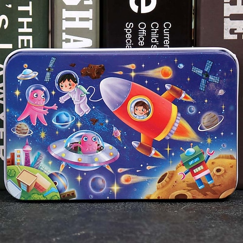 Holzpuzzle für Kinder 60 Teile Eisenbox-Puzzle für Kindergarten frühkindliche Bildung Holzspielzeuge Weihnachtsgeschenk Image