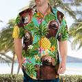 Herren Hemd Hawaiihemd Sommerhemd Grafik-Shirt Aloha-Shirt Blumen Ananas Frosch Umlegekragen Olivgrün Rot grün Rosa Rote Blau 3D-Druck Outdoor Strasse Kurzarm Button-Down Bekleidung Hawaiianisch
