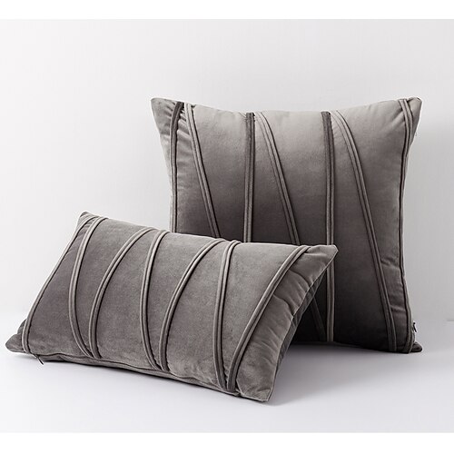 Dekorative Wurfkissen, Kissenbezüge, gestreifter Samt, modern, dekorativ, massiv, Kissenbezüge, weich, gemütlich, für Bett, Sofa, Couch, Auto, Wohnzimmer, Rosa, Blau, Salbeigrün, gebranntes Orange Image