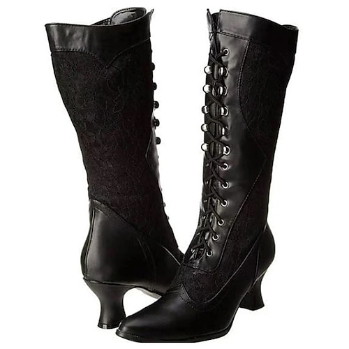 weiße Damen-Schnürstiefel im viktorianischen Stil mit Spitzendetails und mittelhohem Absatz für elegante Vintage-Looks Image