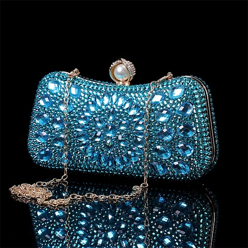 Mehrfarbige Abendclutch aus Kristall für Damen – luxuriöse Strass-Handtasche mit Perlenverschluss und Kettenriemen für Galas, Hochzeiten und formelle Anlässe Image