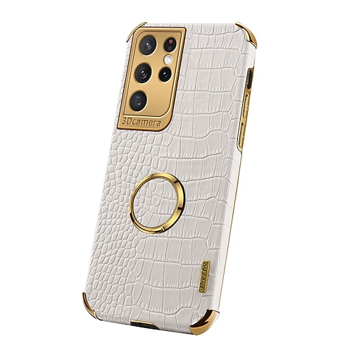 Handy Hülle Handyhüllen Für Samsung Galaxy S25 S24 S23 S22 S21 Ultra Plus S20 A12 A32 S20 FE Rückseite Tragbar Ringhalter Magnetisch Einfarbig PU-Leder Image