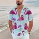 Herren Hemd Hawaiihemd Sommerhemd Blumen Flamingo Grafik-Drucke Umlegekragen Blau-Grün Schwarz Weiß Blau Leicht Blau Casual Festtage Kurzarm Button-Down Bedruckt Bekleidung Tropisch Modisch