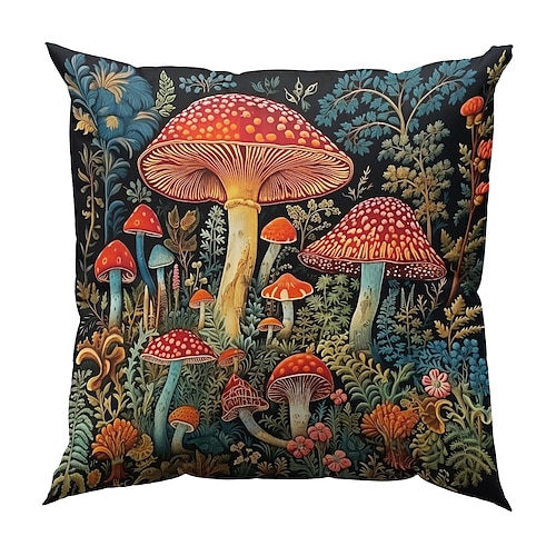 Doppelseitiger Kissenbezug, 1 Stück, Fantasy-Pilz, weich, dekorativ, quadratisch, Kissenbezug für Schlafzimmer, Wohnzimmer, Sofa, Couch, Stuhl Image