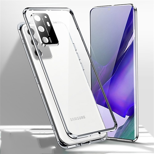 Handy Hülle Handyhüllen Für Samsung Galaxy S25 S24 S23 S22 S21 Ultra Plus Magnetische Adsorption Stoßrahmen Magnetisch Vollschutz Einfarbig Gehärtetes Glas Metall Image