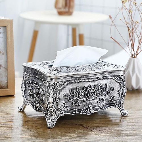 Taschentuchbox-Halter, Vintage-Toilettenpapierhalter, eleganter Acryl-Gesichtstuch-Serviettenspenderhalter für Schlafzimmer, Couchtisch, Badezimmer, Zuhause, Restaurant, Hochzeit Image