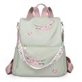 Damen Rucksack Schultasche Outdoor Täglich Blume Nylon Einstellbar Hohe Kapazität Wasserdicht Stickerei Reißverschluss Schwarz Grün Beige