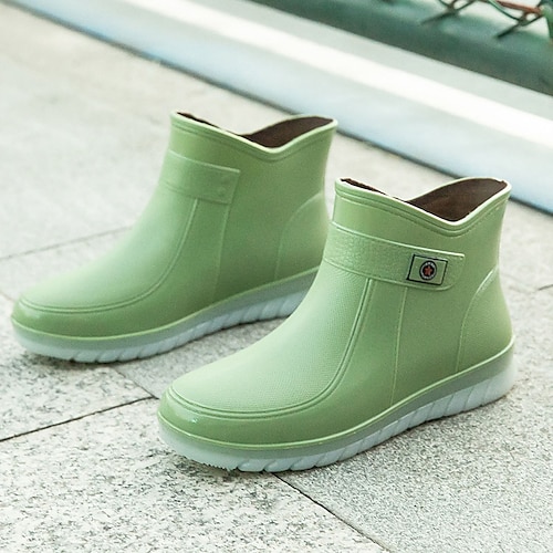 wasserdichte kurze Gummistiefel für Damen mit Kunstfellfutter, rutschfester Sohle und mehreren Farboptionen – perfekt für Outdoor-Aktivitäten im Winter Image