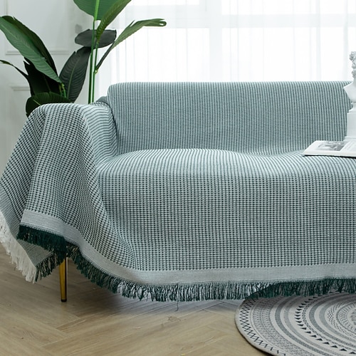 Sofa-/Couchbezug, Baumwolle, Sofaüberzüge, Sofahandtuchdecke, Sofaüberwürfe, Bezüge für Kissen, Couch, Couchbezug für Hunde, Möbelschutzbezug mit Quaste Image