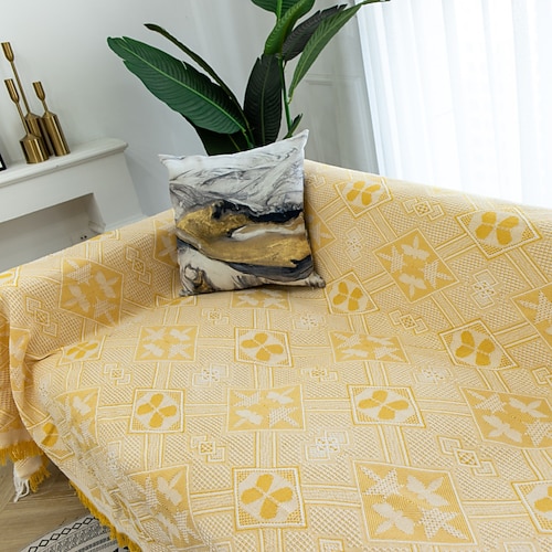 Sofa-/Couchbezug, Baumwolle, Sofaüberzüge, Sofahandtuchdecke, Sofaüberwürfe, Bezüge für Kissen, Couch, Couchbezug für Hunde, Möbelschutzbezug mit Quaste Image