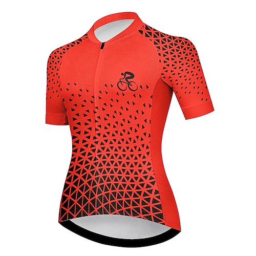 Damen Radtrikot Grafik Geometrisch Kurzarm Fahhrad Trikot Oberteil mit 3 Gesäßtaschen Mountainbike MTB Straßenradsport Schnelltrocknend Reflektierende Streifen Rückentasche Feuchtigkeitsableitend Image