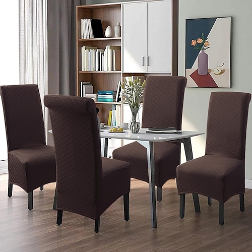 Stuhlhussen für Esszimmerstühle, wasserabweisend, dehnbar, Stuhlhusse mit hoher Rückenlehne, Schonbezug aus Spandex, Sitzbezüge mit Gummiband für Hochzeiten, 1 Stück Image