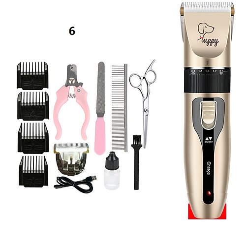 Hundehaarschneidemaschine Haustierhaarschneider Welpenpflege Elektrorasierer Set Katzenzubehör Keramikklinge Aufladen Berufsbedarf Image