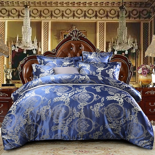 3-teiliges Bettbezug-Set aus Satin-Seide, Bettdeckenbezug mit 1 Bettbezug oder Bettdecke, 2 Kissenbezüge für Doppelbett/Queen/King (1 Kissenbezug für Twin/Einzelbett), luxuriöser Stil, trockener und Image