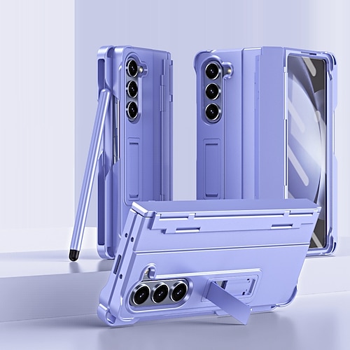 Handy Hülle Handyhüllen Für Samsung Galaxy Z Fold 6 Z Fold 5 Z Fold 4 Z Fold 3 Rückseite Mit Ständer mit Displayschutz Magnetisch Einfarbig PC Image