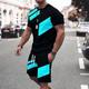 Herren T-Shirt Anzüge Trainingsanzug Tennishemd Shorts und T-Shirt-Set einstellen Farbblock Rundhalsausschnitt Outdoor Strasse Kurzarm 2 teilig Bekleidung Sport Modisch Designer Brautkleider schlicht