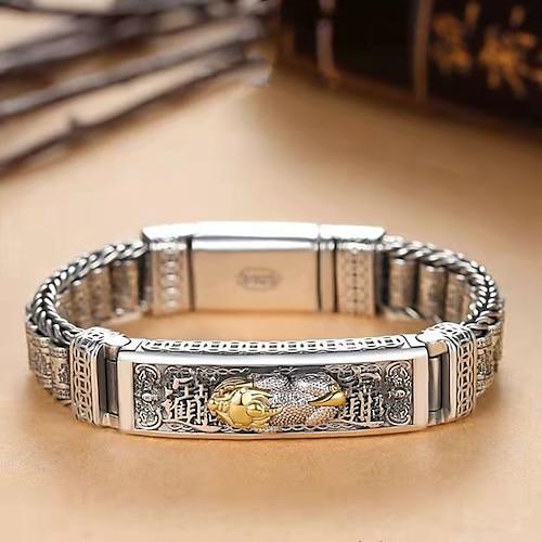 Herren Armband Vintage-Stil Buchstabe Vintage Punk S925 Sterling Silber Armband Schmuck Silber Für Strasse Geschenk