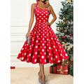 Damen Midikleid Winter Kleid A Linie Kleid Gepunktetes Kleid Neckholder-Kleid Modisch Strassenmode Modern Outdoor Party Verabredung Regular Fit Punkt Ärmellos Halfterhals Schwarz Rosa Rote Blau
