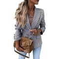 Damen Blazer Sakko Formal Taste Hahnentrittmuster Windundurchlässig Strassenmode Regular Fit Oberbekleidung Langarm Herbst Gelb S