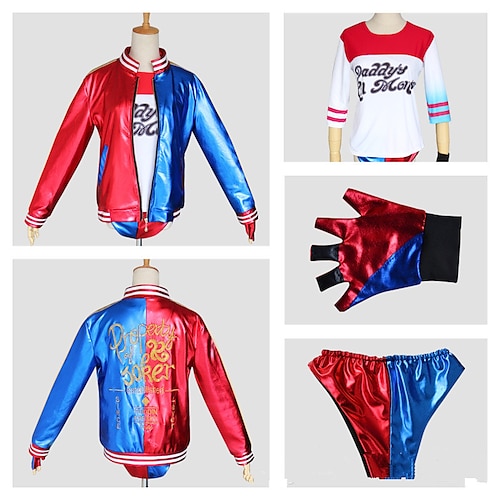 Die tödliche Einsatzgruppe Harley Quinn Anime Cosplay-Anzüge Mantel Handschuhe Shorts Für Damen Image