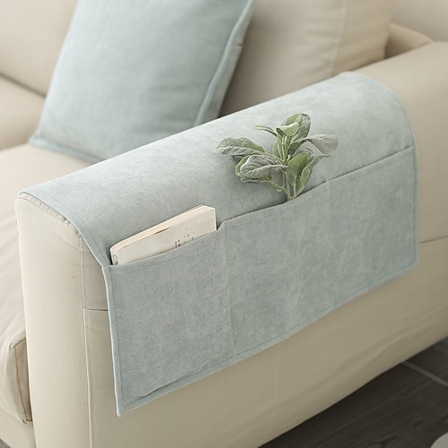 Sofa-Armlehnenbezug, einfarbig, erweiterter, rutschfester Aufbewahrungsbezug, dicker Chenille-Sofa-Armlehnenbezug Image