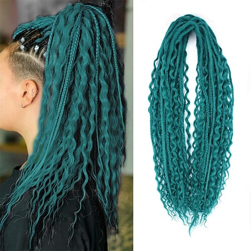 Dreadlock-Verlängerungen, doppelendig, 61 cm, 3-in-1-Set, gemischte hellbraune bis blonde Dreads, synthetische, lockige Enden, Hippie-Stil, gewellte Boho-Dreads, 20 Stränge, handgefertigte Dreads Image