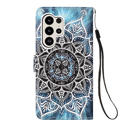 Handy Hülle Handyhüllen Für Samsung Galaxy S26 Ultra Plus S25 S24 S23 S22 S23 FE S21 Ultra Plus S20 A14 A34 Rückseite Brieftaschenhülle Mit Ständer Magnetisch Mit Handgelenkschlaufe Retro TPU PU-Leder Image