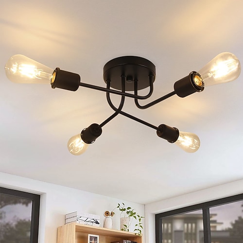 freiform diy halb eingebettete deckenleuchte 4-8 lampen e26/e27 kronleuchter im industriestil schwarz und gold mittelalterliche kronleuchter geeignet für schlafzimmer esszimmer wohnzimmer ac110v Image