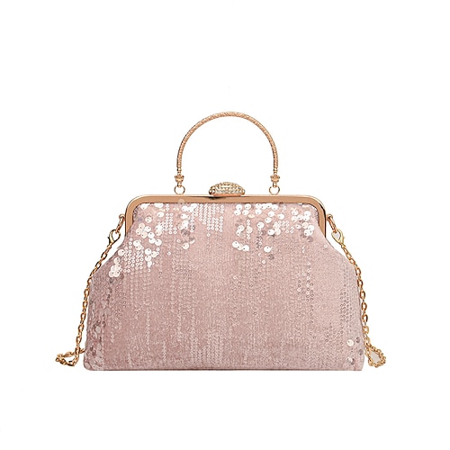 Damen Handtasche Clutch Kuppeltasche Clutch-Taschen Synthetik Party Brautparty Hochzeitsfeier Paillette Hohe Kapazität Klappbar Geometrisch Schwarz Weiß Rosa