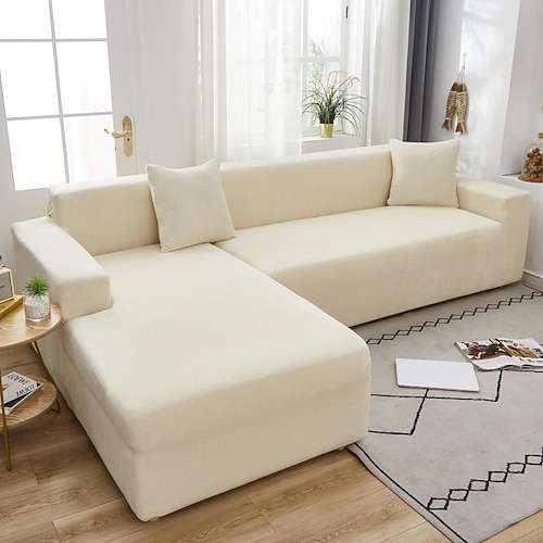 Stretch-Sofabezug Sofabezüge aus dickem Samt Schnittsofabezug L-förmiger Sofabezug Sessel Chaiselongue-Fall für Wohnzimmer Image