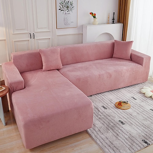 Stretch-Sofabezug Sofabezüge aus dickem Samt Schnittsofabezug L-förmiger Sofabezug Sessel Chaiselongue-Fall für Wohnzimmer Image