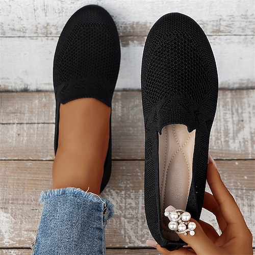 marineblaue Strick-Loafer für Damen – atmungsaktive Slipper zum Hineinschlüpfen für Komfort und Alltag Image