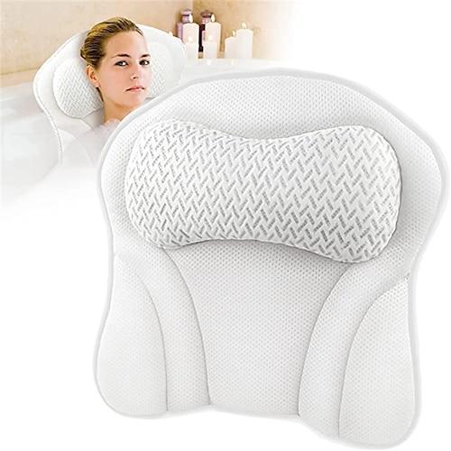 Badekissen für Wanne Komfort-Badewannenkissen Ergonomisches Badekissen für Wanne Nacken- und Rückenstütze mit 6 Saugnäpfen Ultraweiches 4D-Air-Mesh-Design Whirlpool-Badekissen für Frauen Männer