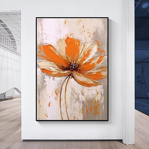 Mintura handgemachte abstrakte Blumen-Ölgemälde auf Leinwand, Wandkunst, Dekoration, modernes Bild für Heimdekoration, gerolltes, rahmenloses, ungedehntes Gemälde Image