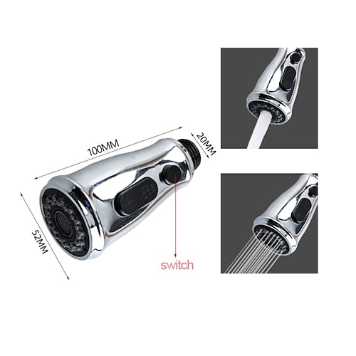 Küchenarmatur Kopf Ersatz schwarz verchromt, ausziehbarer Wasserhahn Sprühkopf Düsenbefestigung Zubehör, Belüftungsspray spritzwassergeschützter Auslauf Image