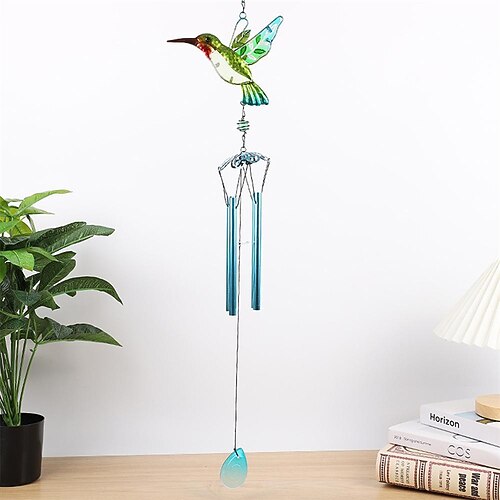 1 Stück Kolibri-Windspiele für drinnen und draußen, Musik-Windspiele aus Metall und Glas, mobile romantische Glockenspiele für Garten, Terrasse, Hof, Hinterhof oder Festival-Dekoration/beste Geschenke für Mütter und Frauen